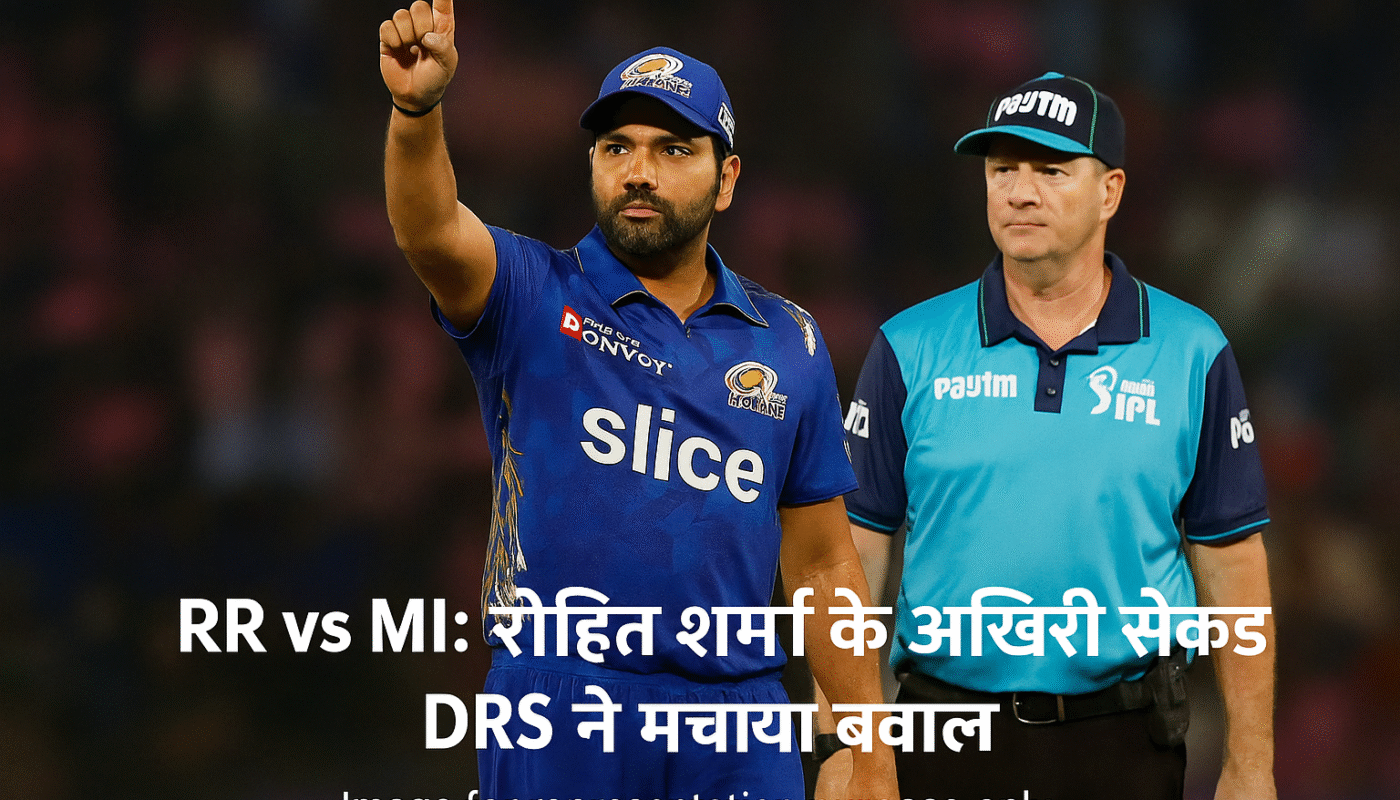 RR vs MI रोहित शर्मा के आखिरी सेकंड DRS ने मचाया बवाल
